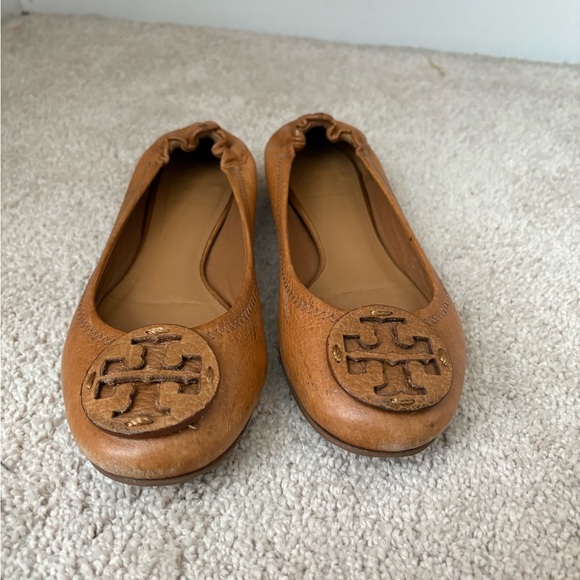 Pre-loved Tory Burch Tan Leather Ballet Flats size 6.5 - Picture 2 of 4